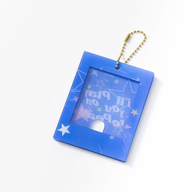 Custom acrylic card holder keychain with personalized photo card display design
