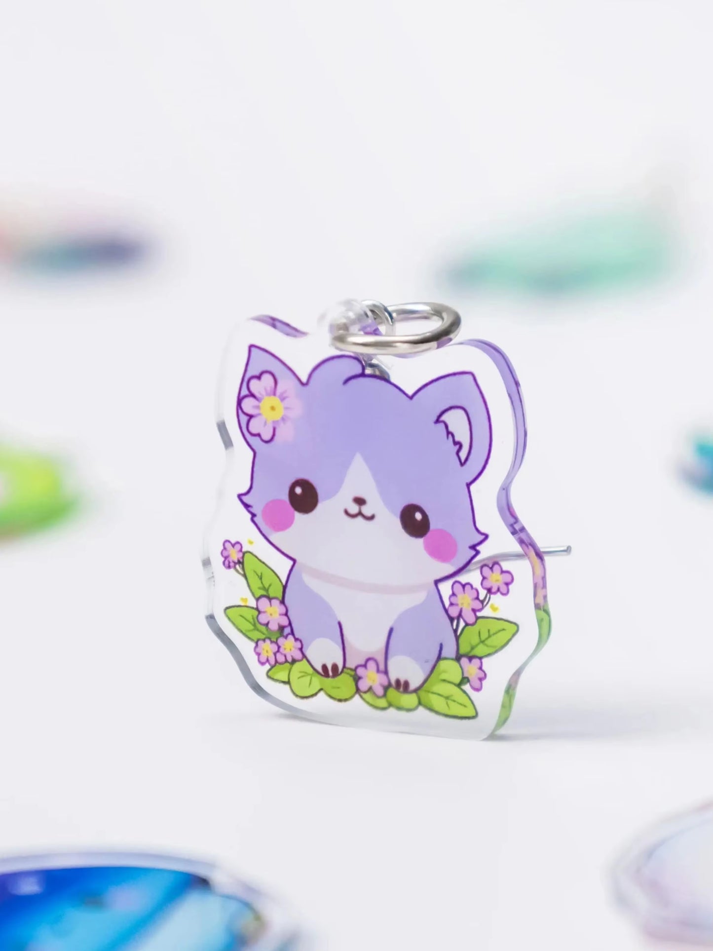 Custom Logo Acrylic Keychain Cat Dog ID Charm Print Holographic Personal Photo Pet Souvenir Birthday Gift Tag Name Key Chain