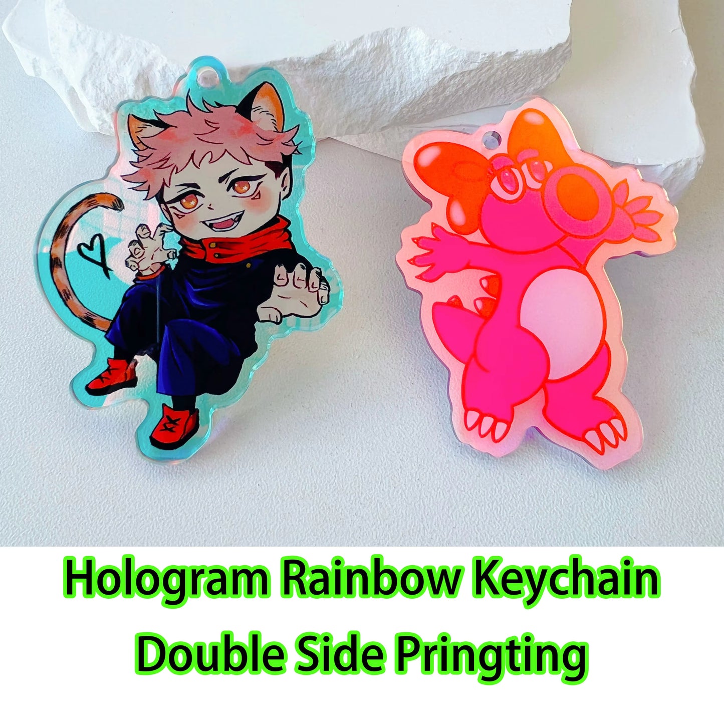 Custom Logo Acrylic Keychain Cat Dog ID Charm Print Holographic Personal Photo Pet Souvenir Birthday Gift Tag Name Key Chain