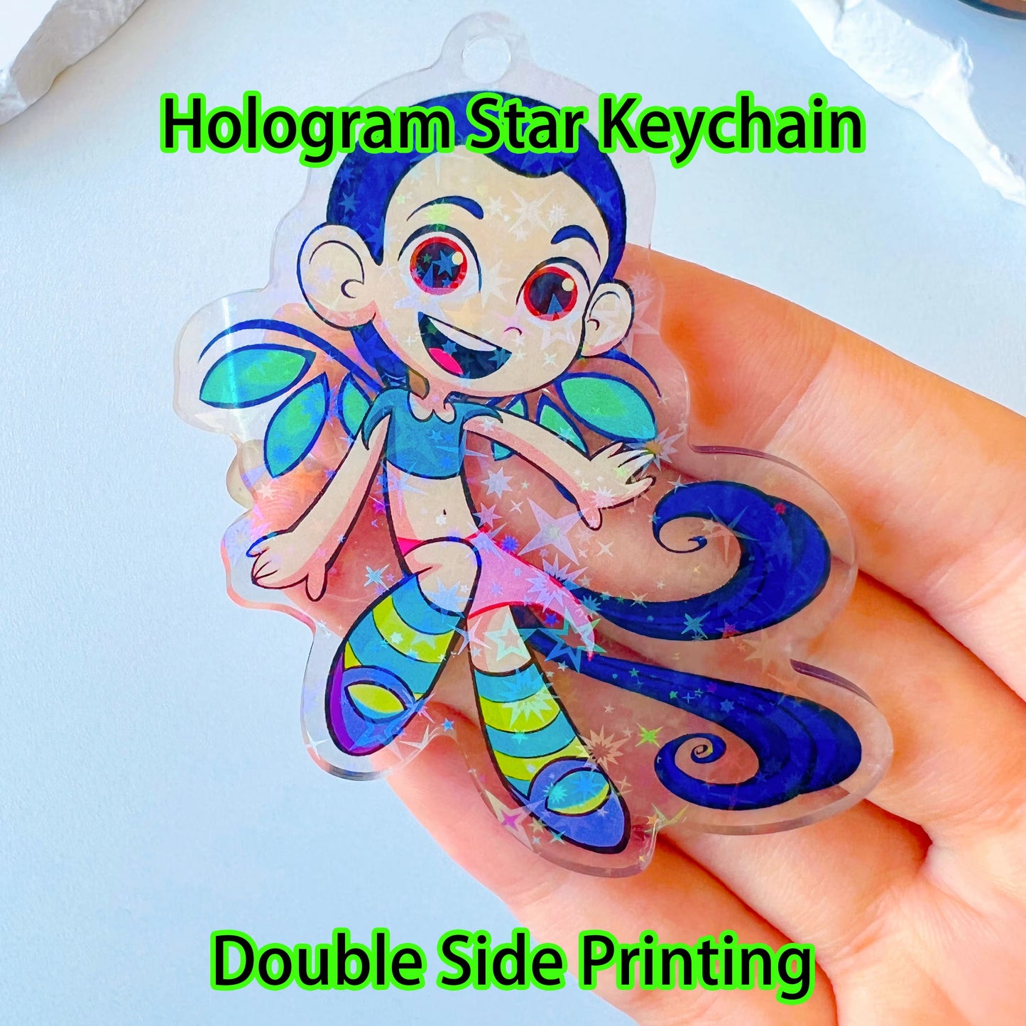 Custom Logo Acrylic Keychain Cat Dog ID Charm Print Holographic Personal Photo Pet Souvenir Birthday Gift Tag Name Key Chain