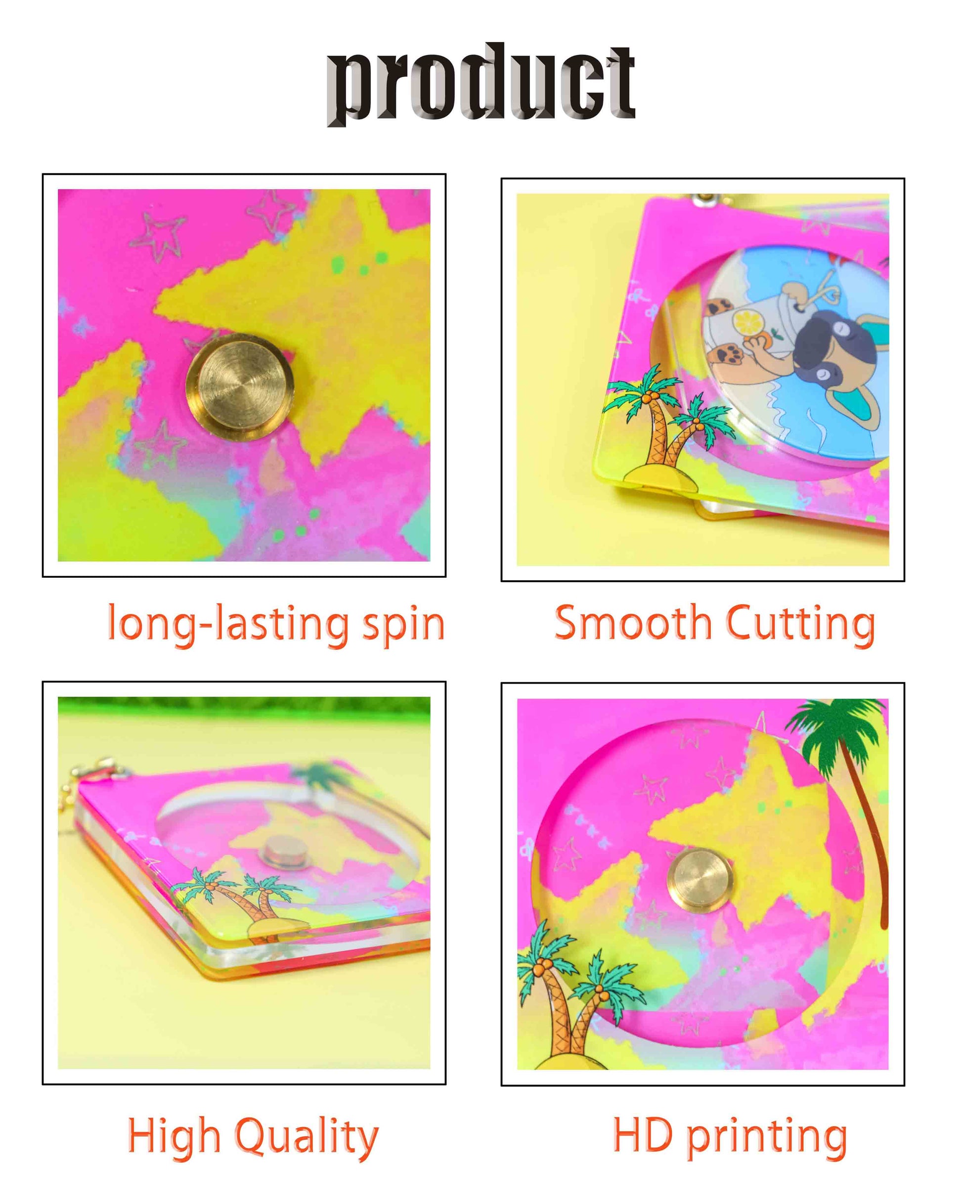 Acrylic CD keychain feature chart, spinning rivet, smooth cut, thick material, HD printing