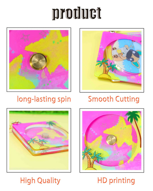 Acrylic CD keychain feature chart, spinning rivet, smooth cut, thick material, HD printing