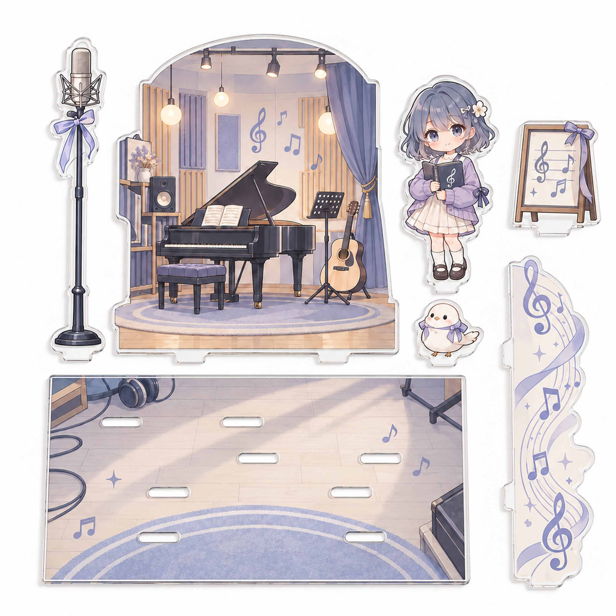 Music themed acrylic scene standee set, detachable anime girl stage decor