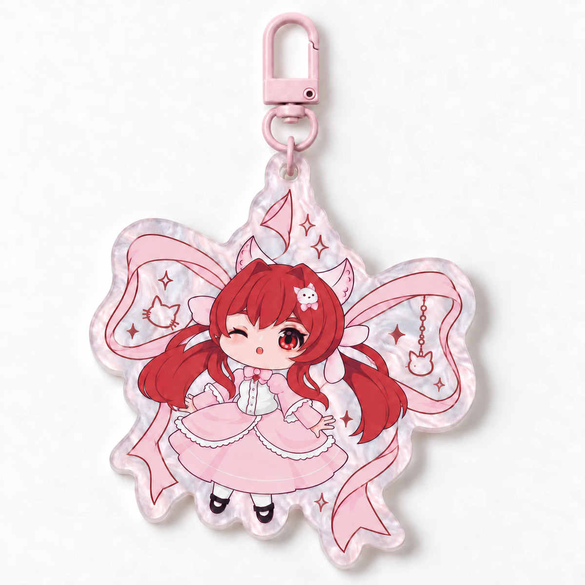 Custom mica anime cat girl acrylic keychain, collectible charm