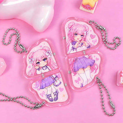 Anime girl 4‑piece heart split magnet keychain, custom present idea
