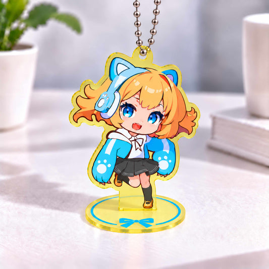 Custom dual‑use semi‑transparent acrylic keychain standee chibi anime decor gift
