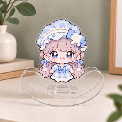 Cute lolita chibi girl custom acrylic wobble standee, rocking desk ornament, personalized gift