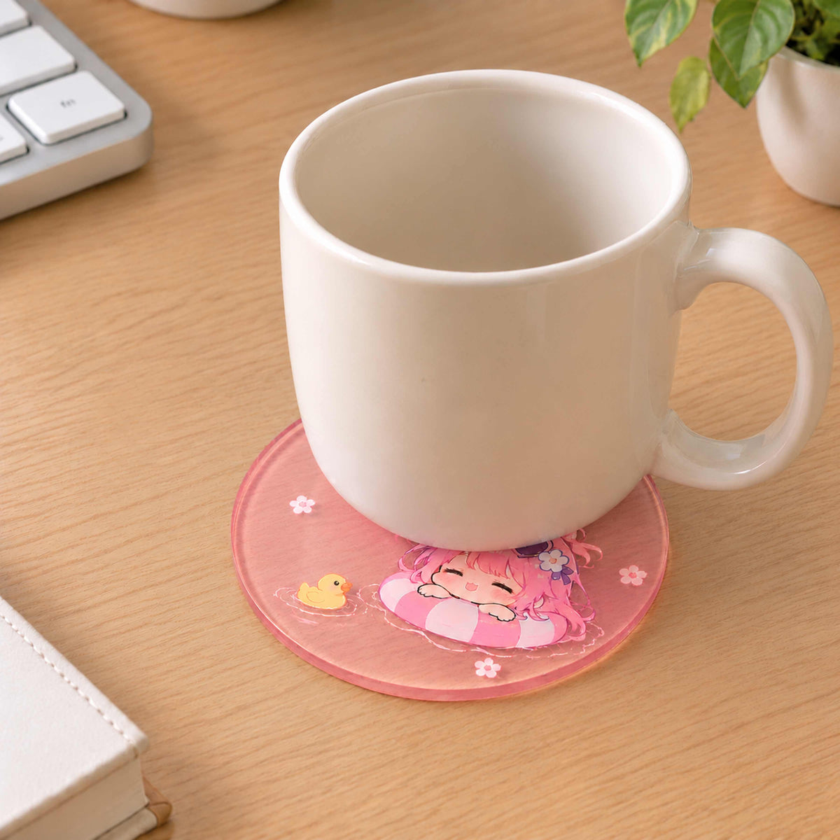 Cute acrylic coaster for coffee mug, tea cup, home and office table decor gift