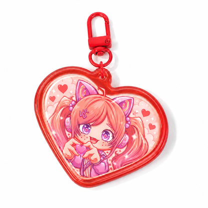 Sweet heart theme custom layered acrylic bag charm, custom present idea