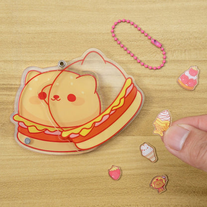 Custom replaceable shaker acrylic keychain with swappable decorative pieces