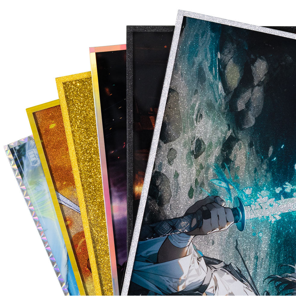 Anime acrylic shikishi art board with glitter and holographic borders, fan-shaped display, double flash illustration collectibles
