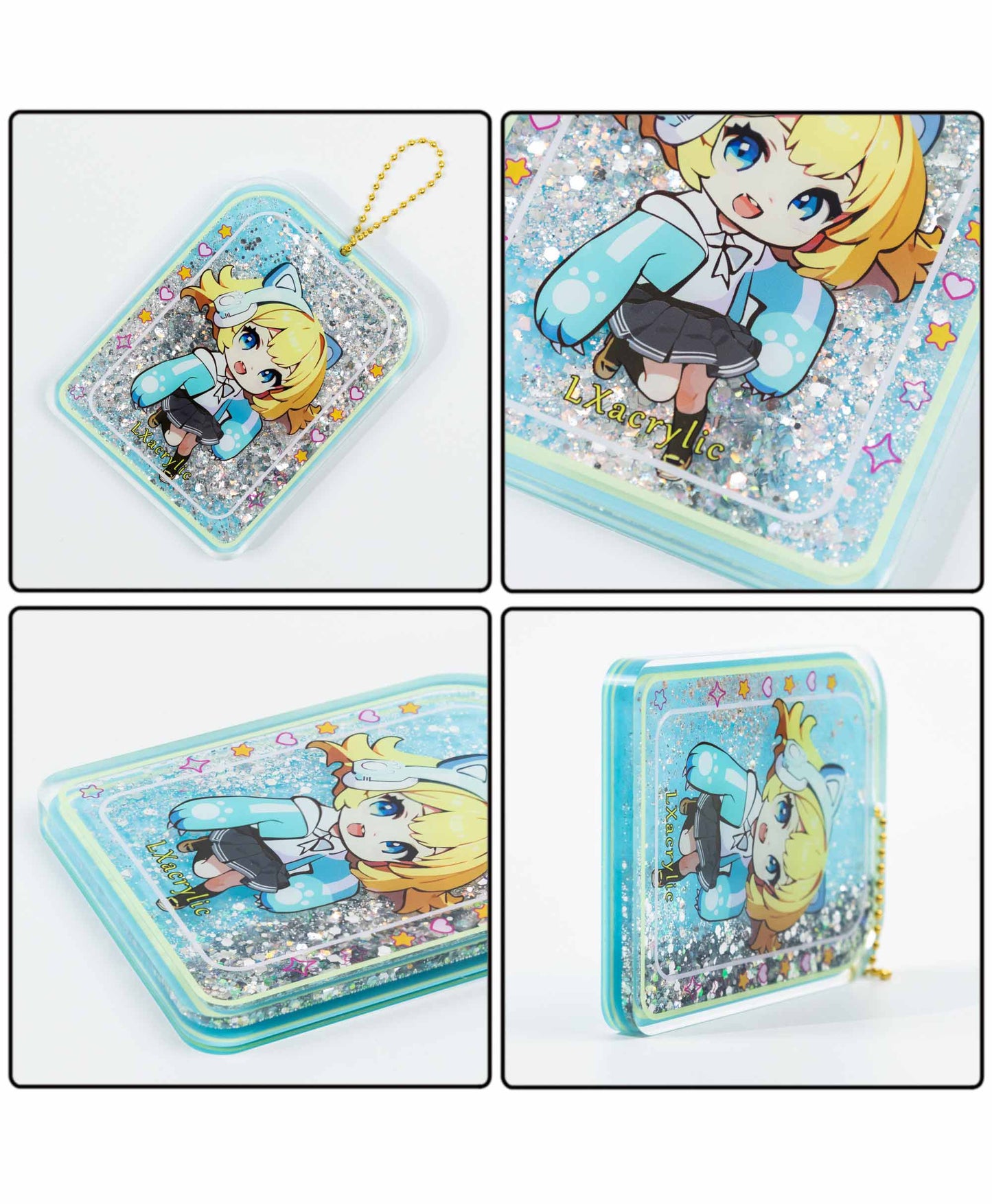 Custom quicksand keychain with transparent acrylic design and creative decoration