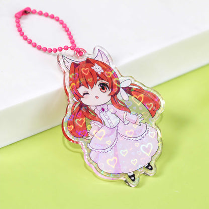 Custom heart holographic acrylic keychain gift