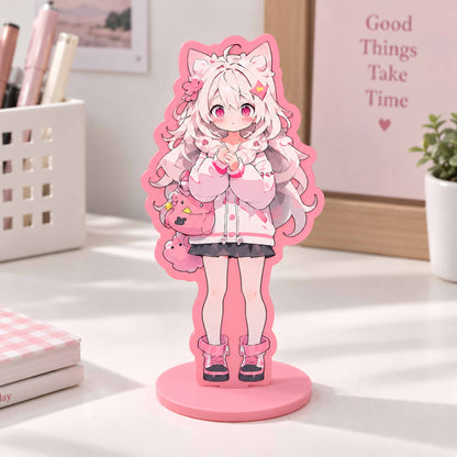 Anime character custom pink acrylic standee desktop decor gift