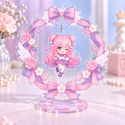 Custom Acrylic Wreath Shaker Charm — Acrylic Desktop Ornament & Anime Character Merchandise