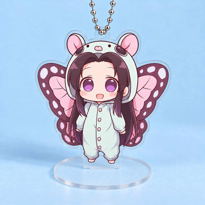 Chibi butterfly anime girl custom clear acrylic keychain stand ornament