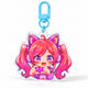 Custom glitter acrylic keychain, pink twin tail anime cat girl, heart hands, kawaii bag charm