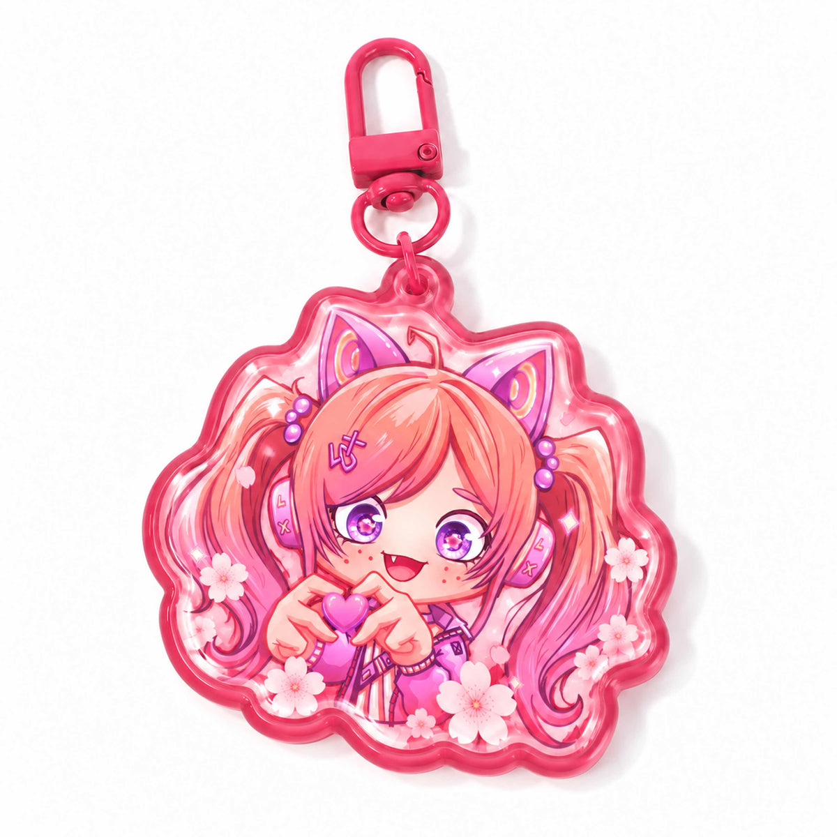 Custom 3D double‑layer cat girl acrylic keychain gift