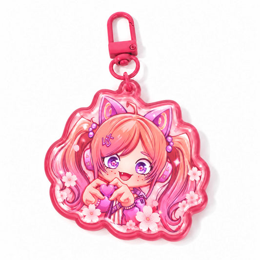 Custom 3D double‑layer cat girl acrylic keychain gift