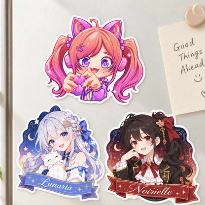 3pcs anime girl fridge magnet set