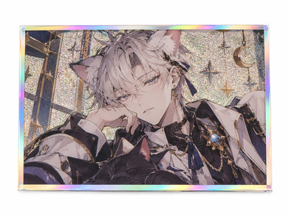 Custom acrylic shikishi, anime cat ear boy art board