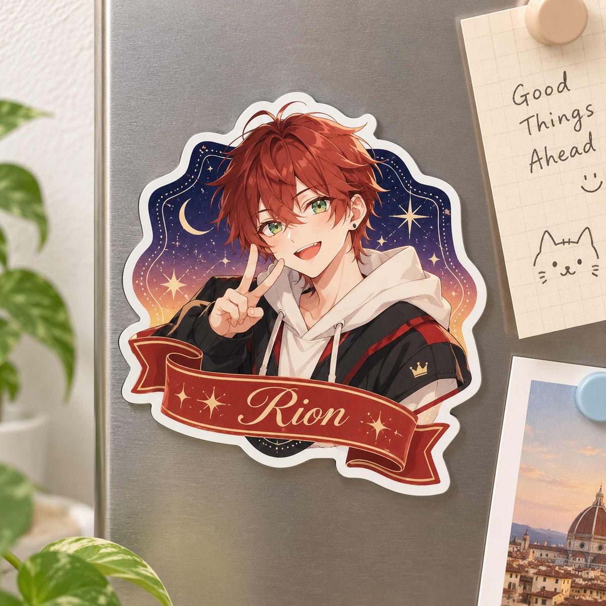 Irregular shaped cartoon boy fridge magnet, casual hoodie boy decorative magnet