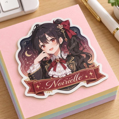 Anime red eyes girl shaped fridge magnet, Noirielle name decorative magnetic sticker