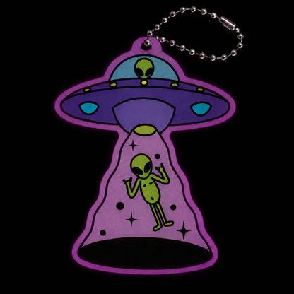 Custom glow in dark alien UFO acrylic keychain, collectible charm