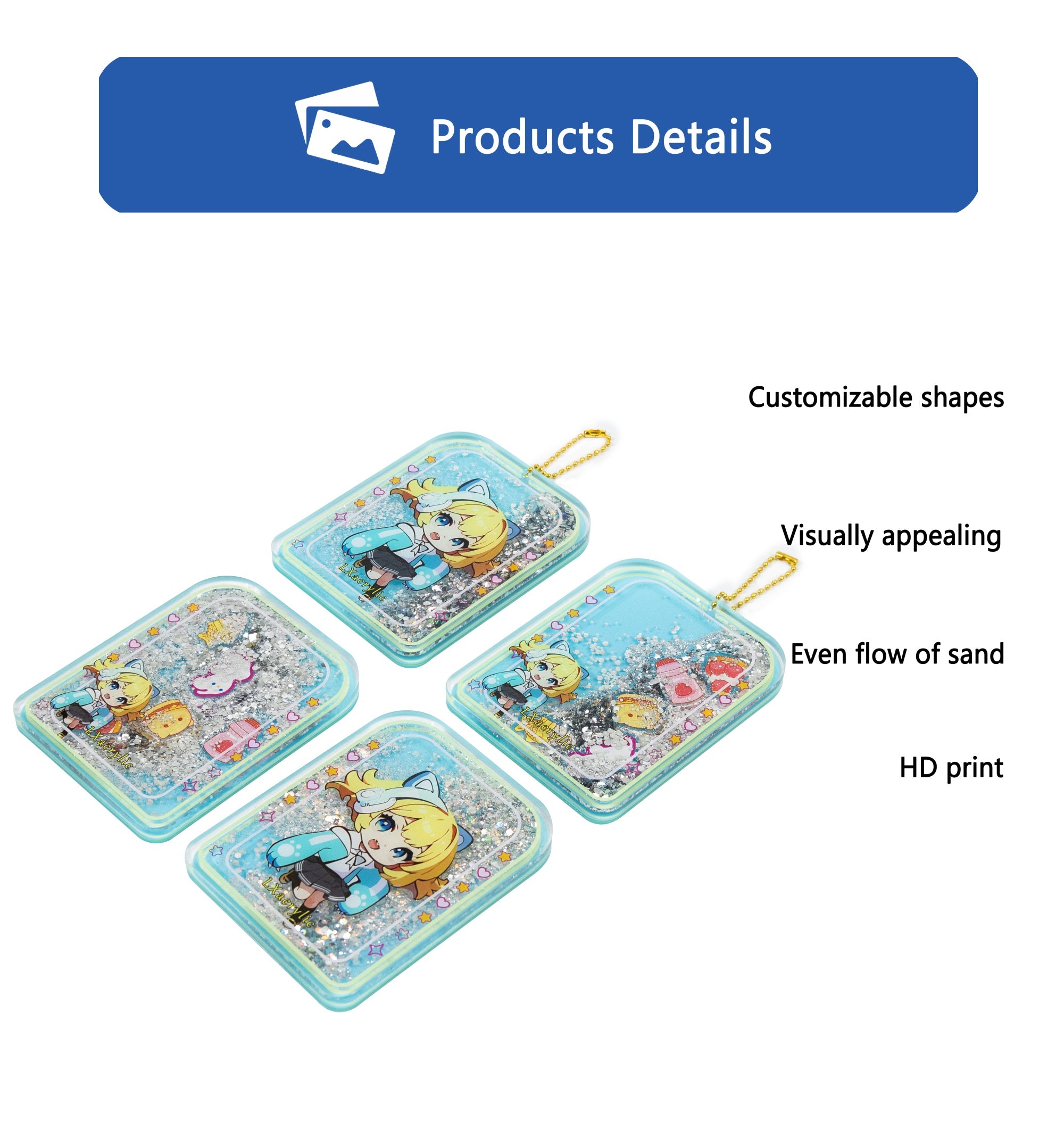 Custom Quicksand Keychain - Free Design Renderings & Samples, Low