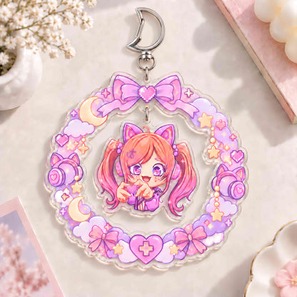 Custom Acrylic Wobble Keychain: Transparent acrylic bag charm, personalized anime merchandise.
