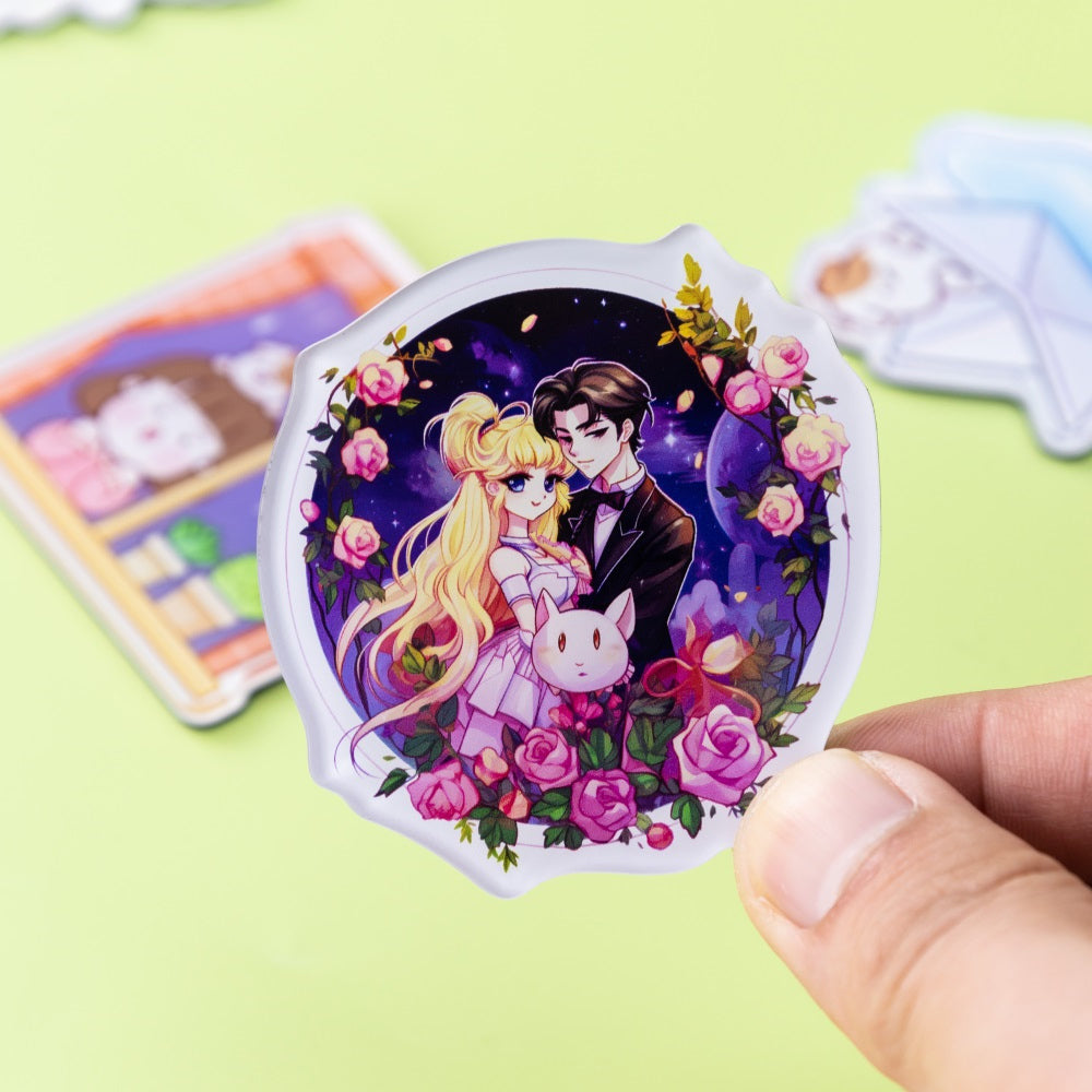 Custom-acrylic-refrigerator-magnets-featuring-anime-style-double-illustrations