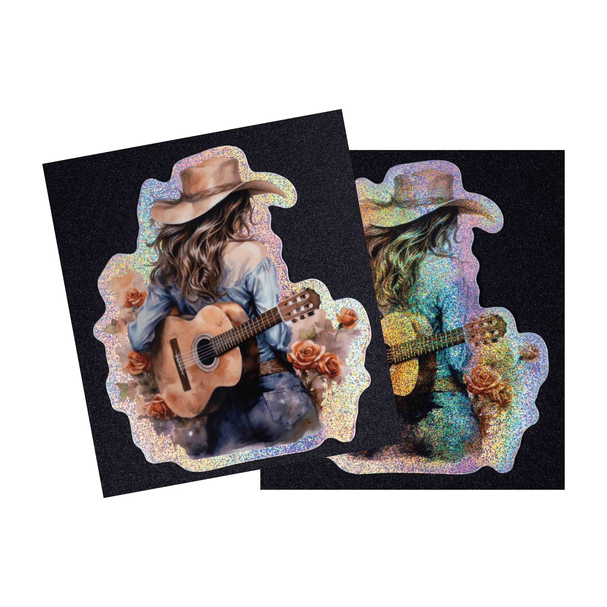 Custom_portrait_sticker_glitter_holographic_finish_comparison