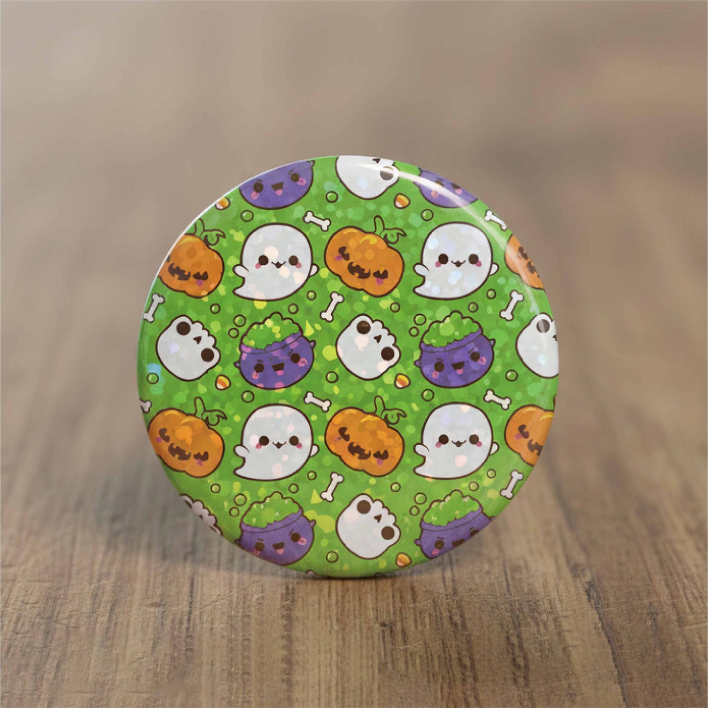 Customized Halloween-themed round anime badges 