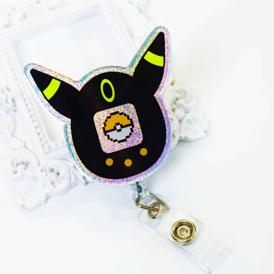 Personalized printed holographic badge reel, custom anime character badge clip
