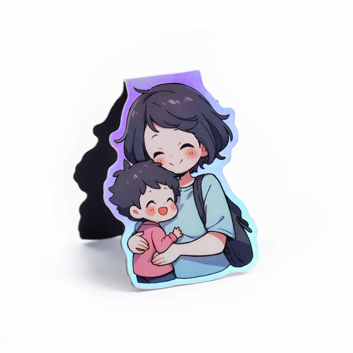Personalized custom holographic foil magnetic bookmark family art