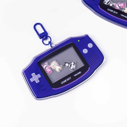 Transparent shaker acrylic keychain with layered acrylic construction and custom artwork