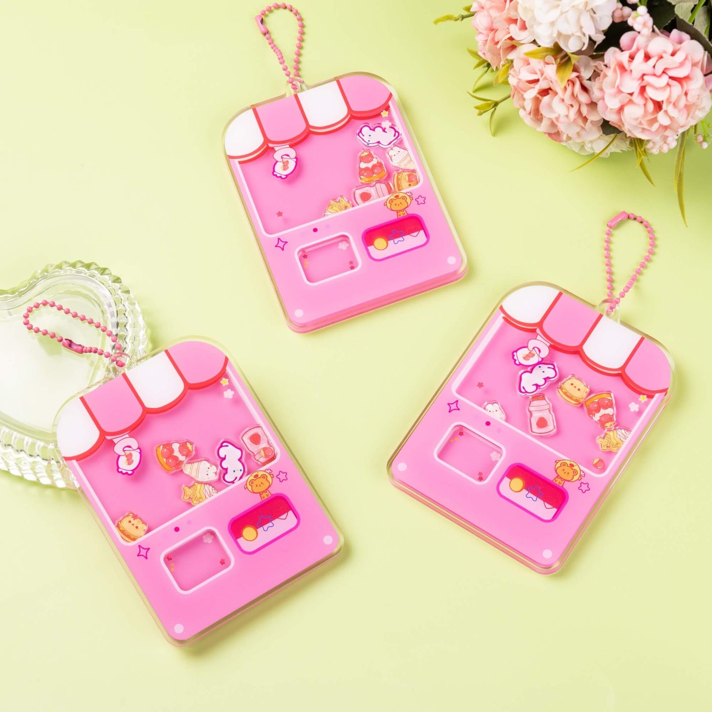 Personalized acrylic shaker keychain with custom printed design