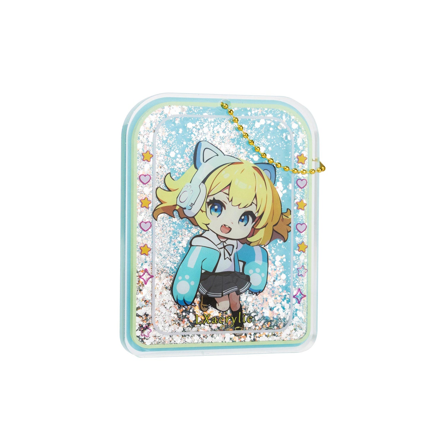 Wholesale quicksand acrylic keychain manufacturing with custom shapes and artwork