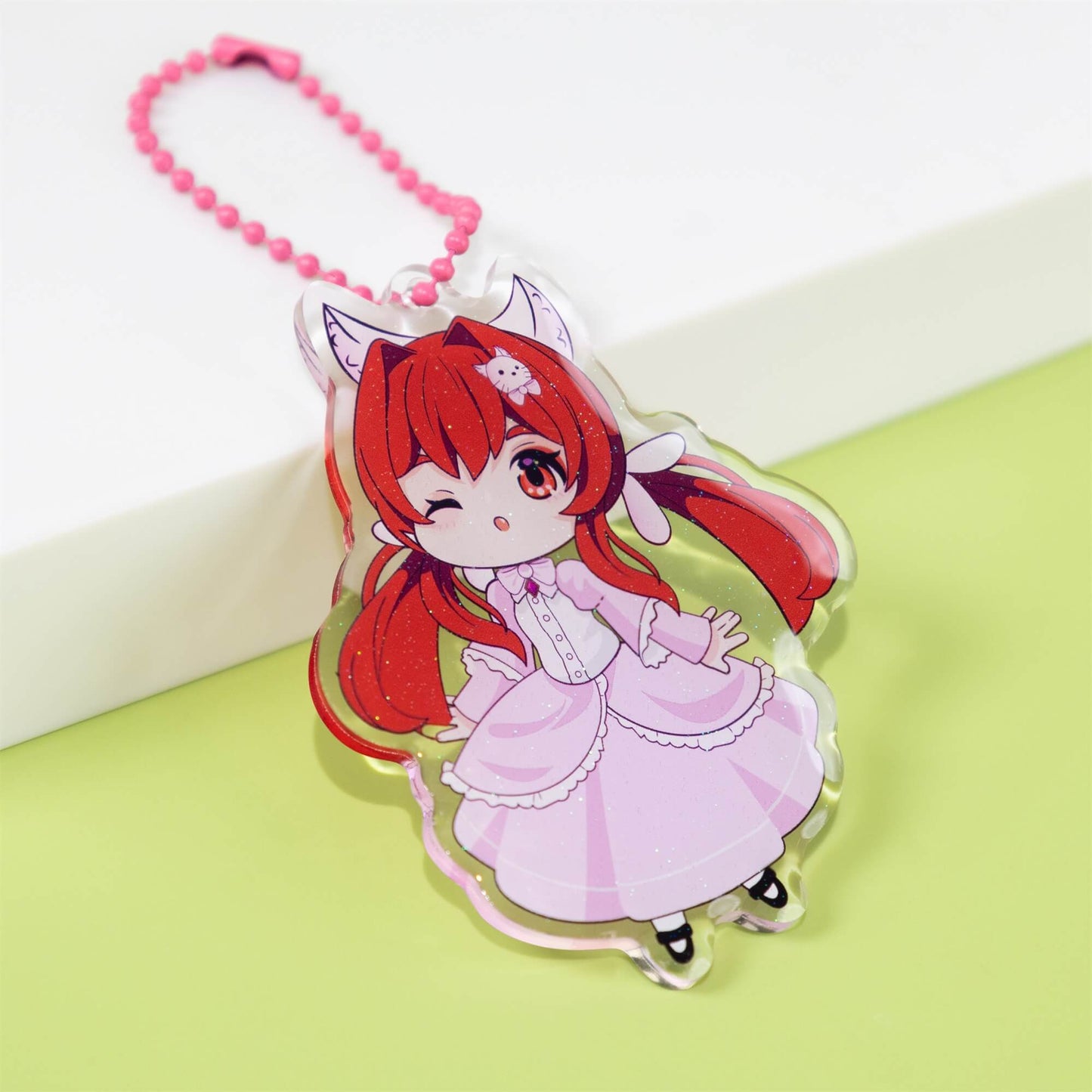 Custom-designed glittery epoxy keychain effect acrylic keychain LXacrylic