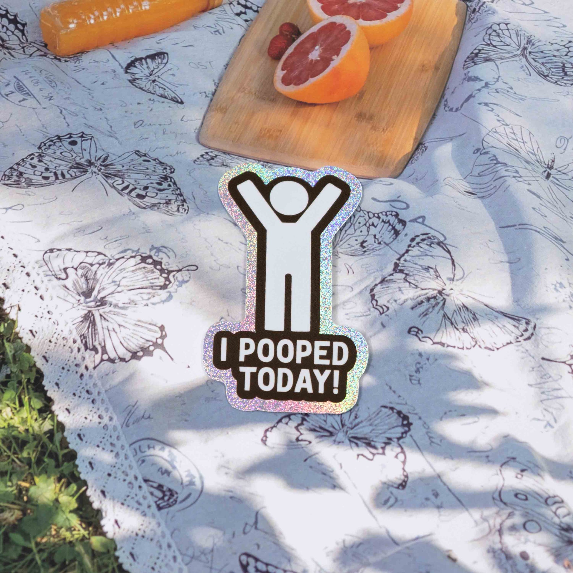 Funny_slogan_sticker_with_holographic_glitter_border_outdoor_scene
