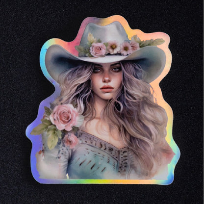 Die‑cut sticker with holographic rainbow border, no effect on main artwork. 