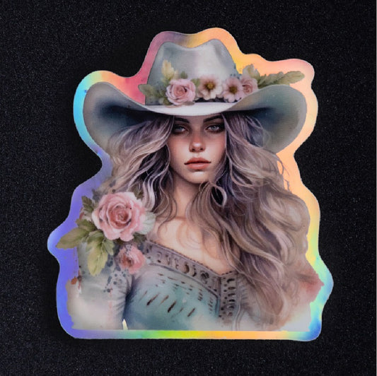 Die‑cut sticker with holographic rainbow border, no effect on main artwork. 
