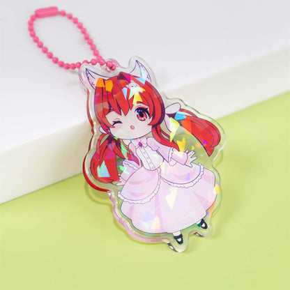Custom acrylic keychain with diamond holographic effect