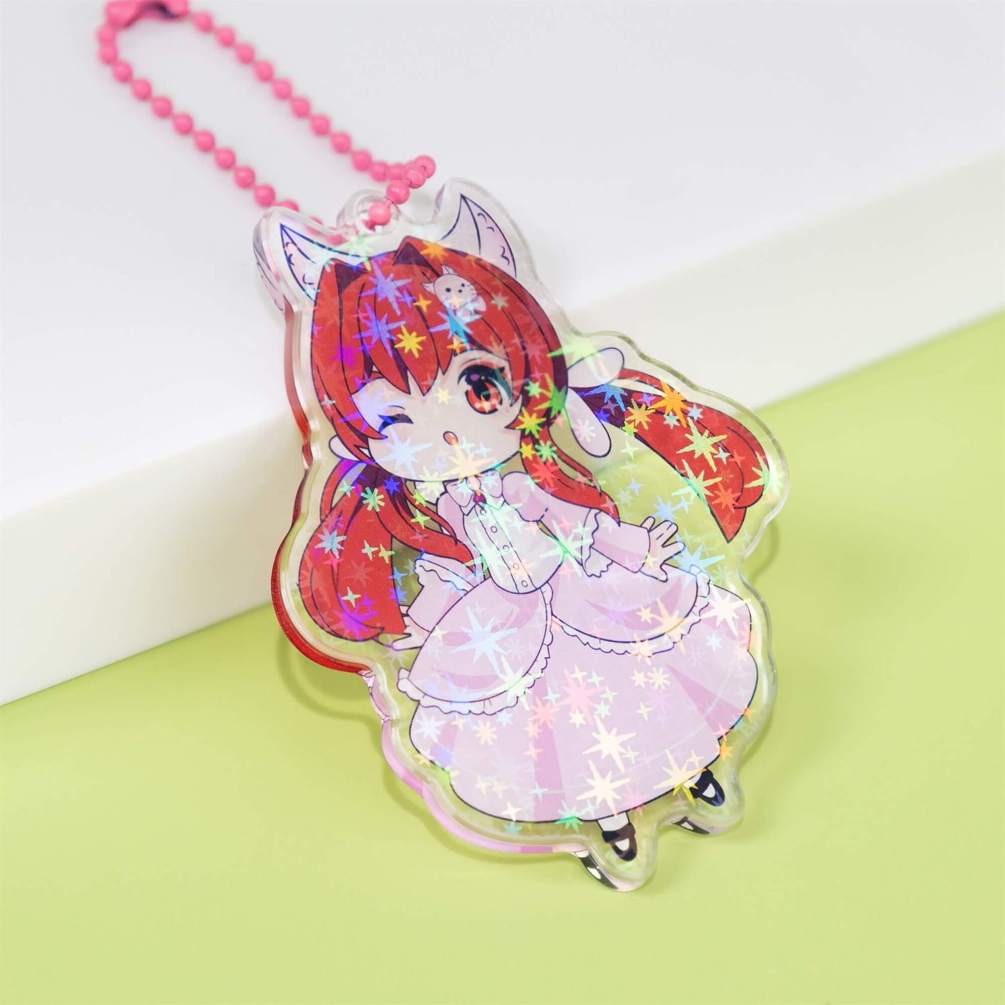 Customized holographic star effect acrylic keychain LXacrylic