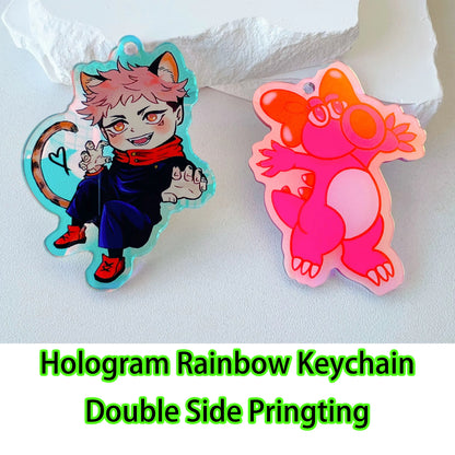 Custom Logo Acrylic Keychain Cat Dog ID Charm Print Holographic Personal Photo Pet Souvenir Birthday Gift Tag Name Key Chain