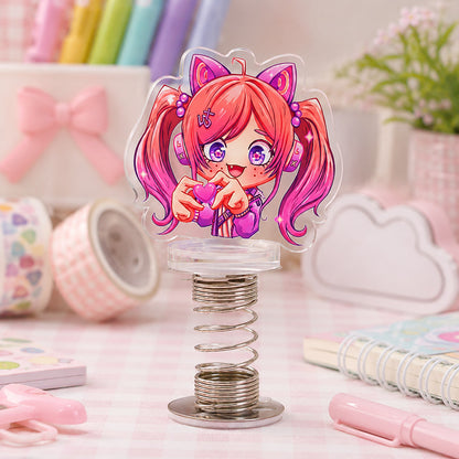 Custom Spring Shake Acrylic Standee, anime girl swing acrylic figure desk car ornament, custom photo print