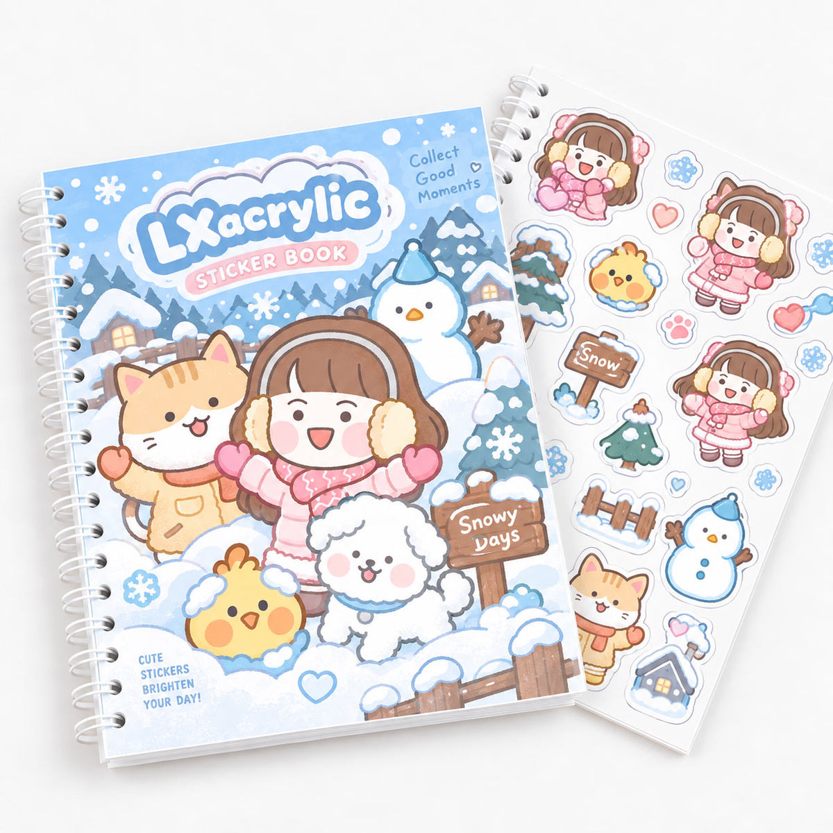  Cute winter theme sticker storage book, reusable album to collect and display stickers, kawaii snow scene sticker book 