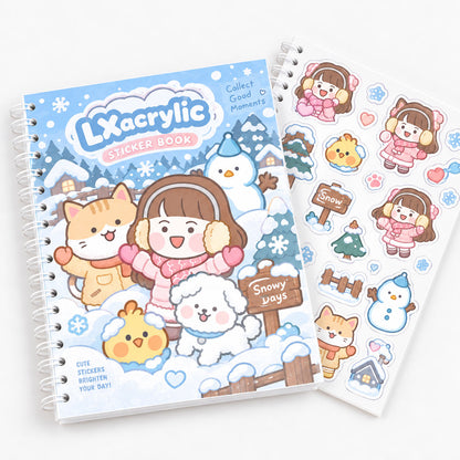  Cute winter theme sticker storage book, reusable album to collect and display stickers, kawaii snow scene sticker book 