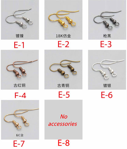 Metal ear hook findings color chart, various plating color for handmade earring DIY accessories.