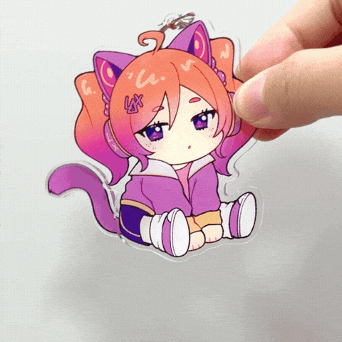 Product demo video: custom acrylic charm with detached swingable tail, highlights the dual-piece acrylic construction